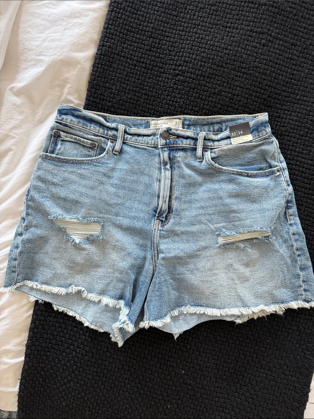 Light Blue Denim Frayed Shorts